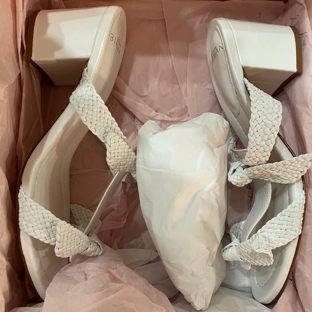 Alexandre Birman - White Clarita Woven Block Heels Size 8 - Picture 2 of 6